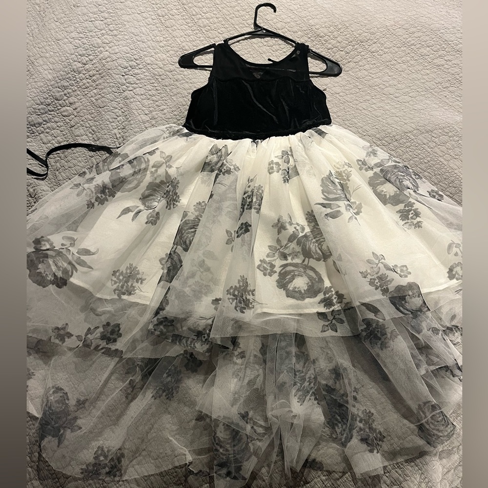 Girls black and white Christmas dress
